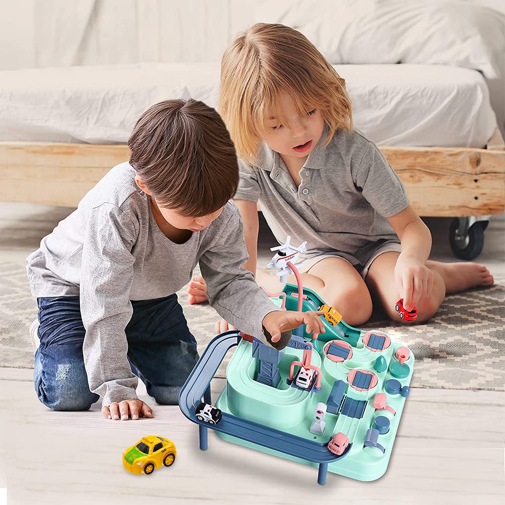 PATPAT Car Race Tracks Toy for Boys Girls Kids, City Rescue Preschool Educational Toy with Random 4 Car Toys, Parent-Child Interactive Car Playsets for 3-8 Years Old Toddlers Boys Girls (Green) PATPAT Car Race Tracks Toy for Boys Girls Kids, City Rescue Preschool Educational Toy with Random 4 Car Toys, Parent-Child Interactive Car Playsets for 3-8 Years Old Toddlers Boys Girls (Green)